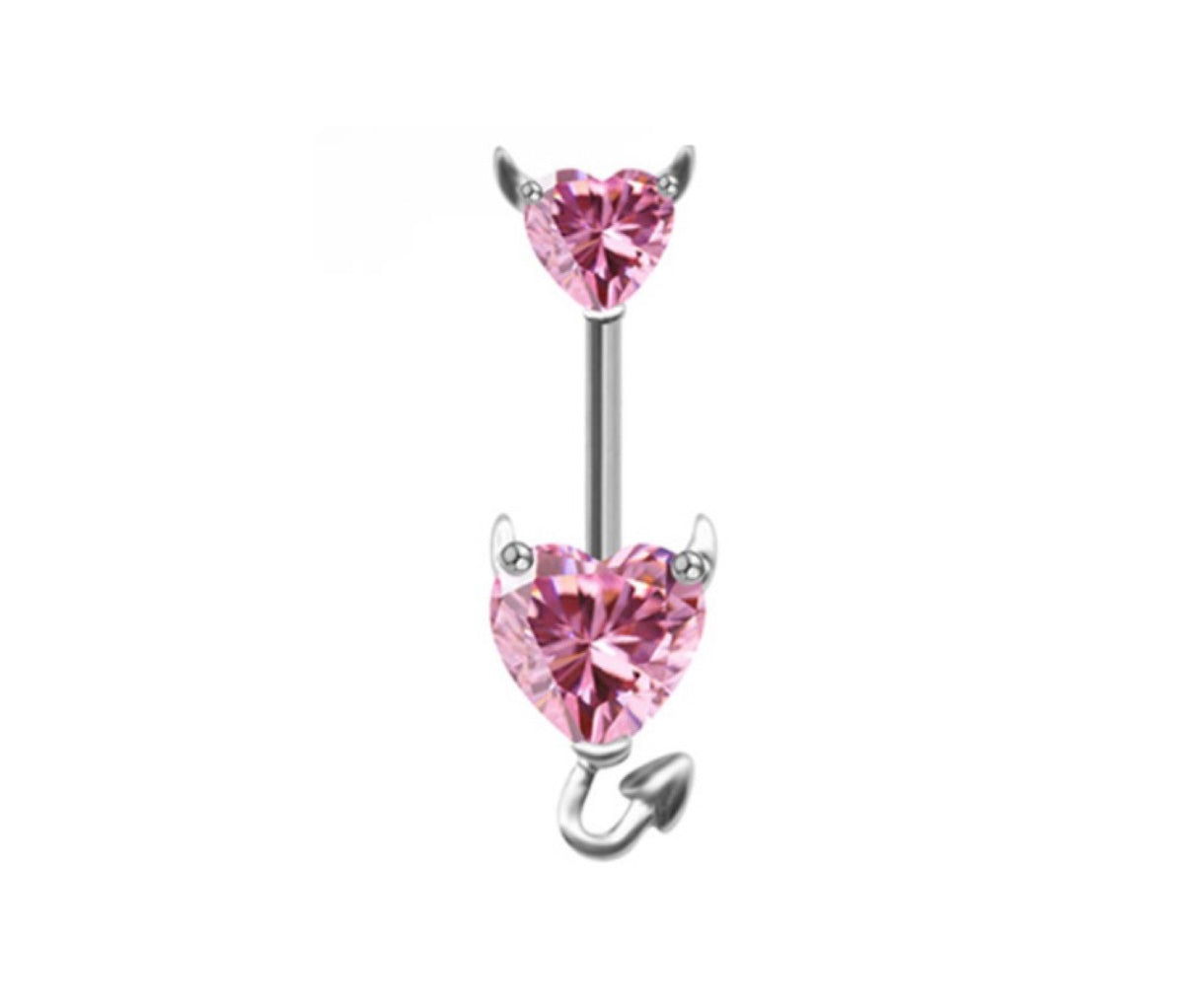 pink and silver belly piercing
