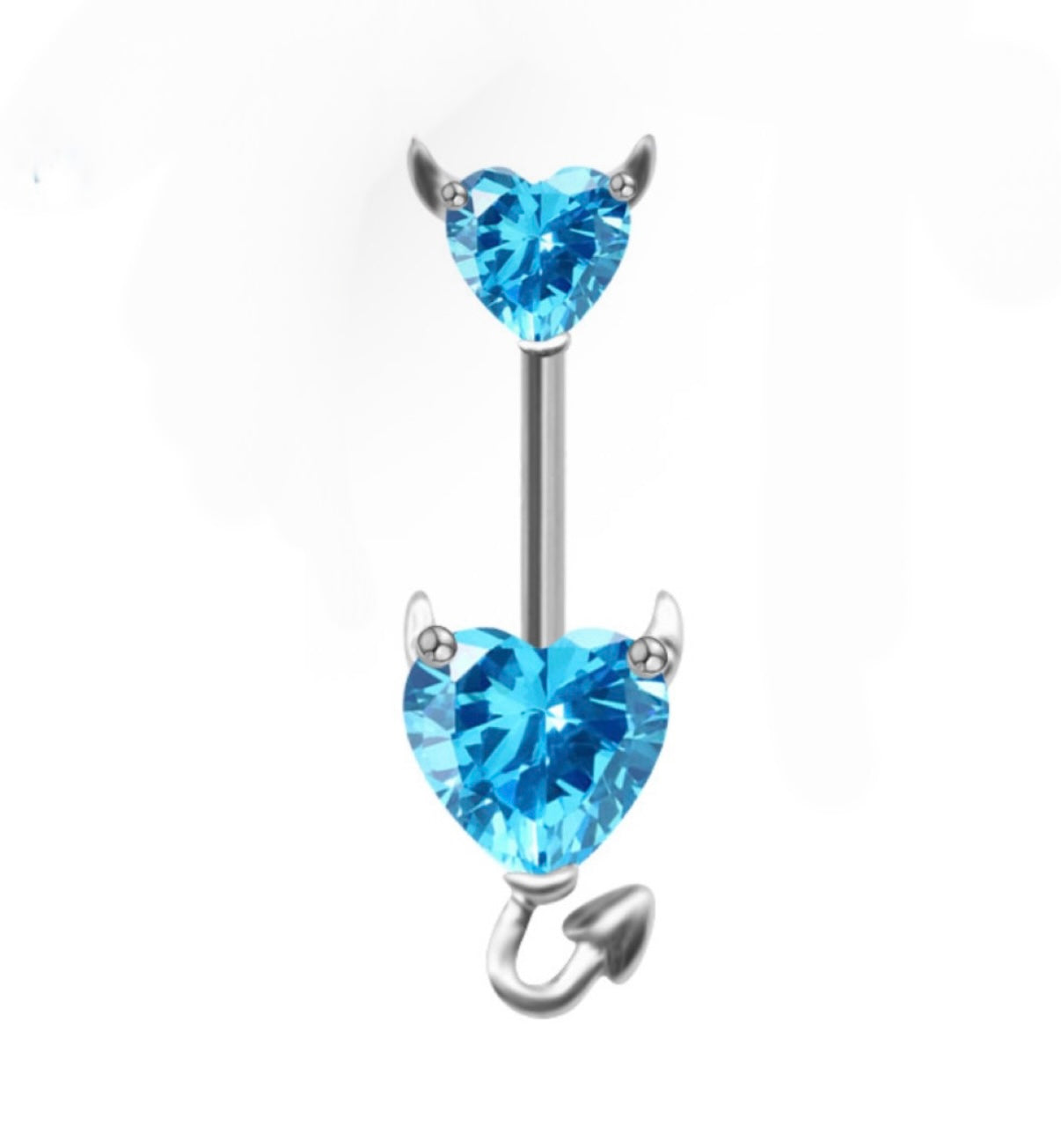 blue and silver belly piercing