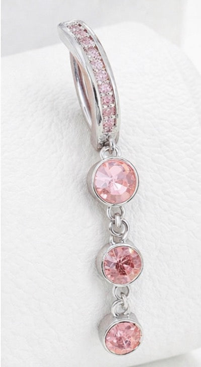 Silver and pink belly ring