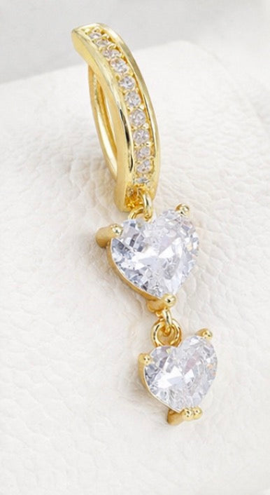 Gold heart belly ring