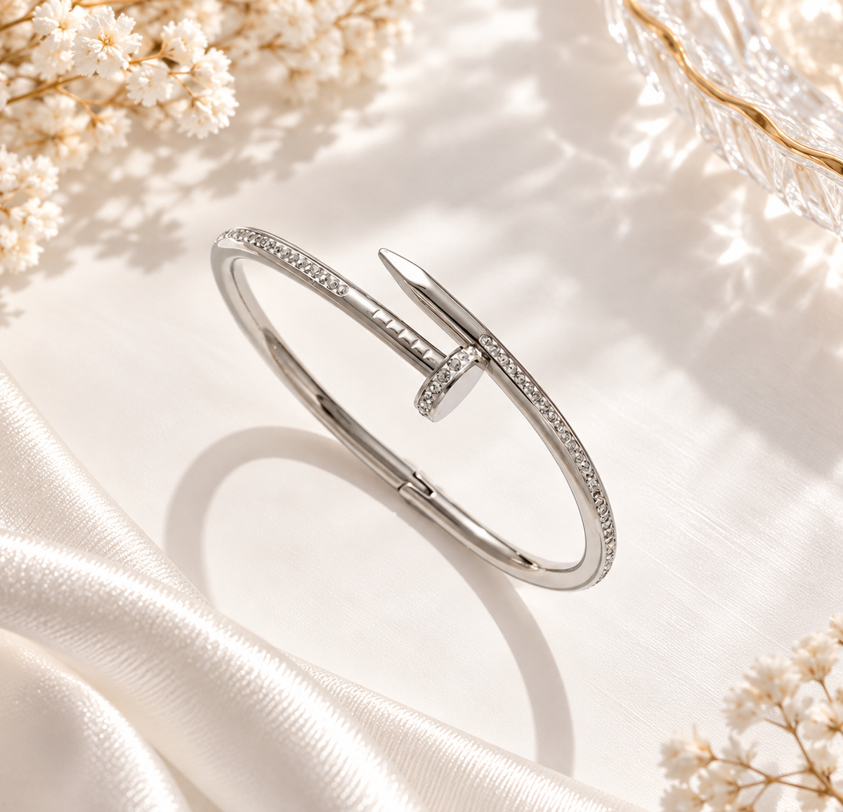 silver pin bangle bracelet