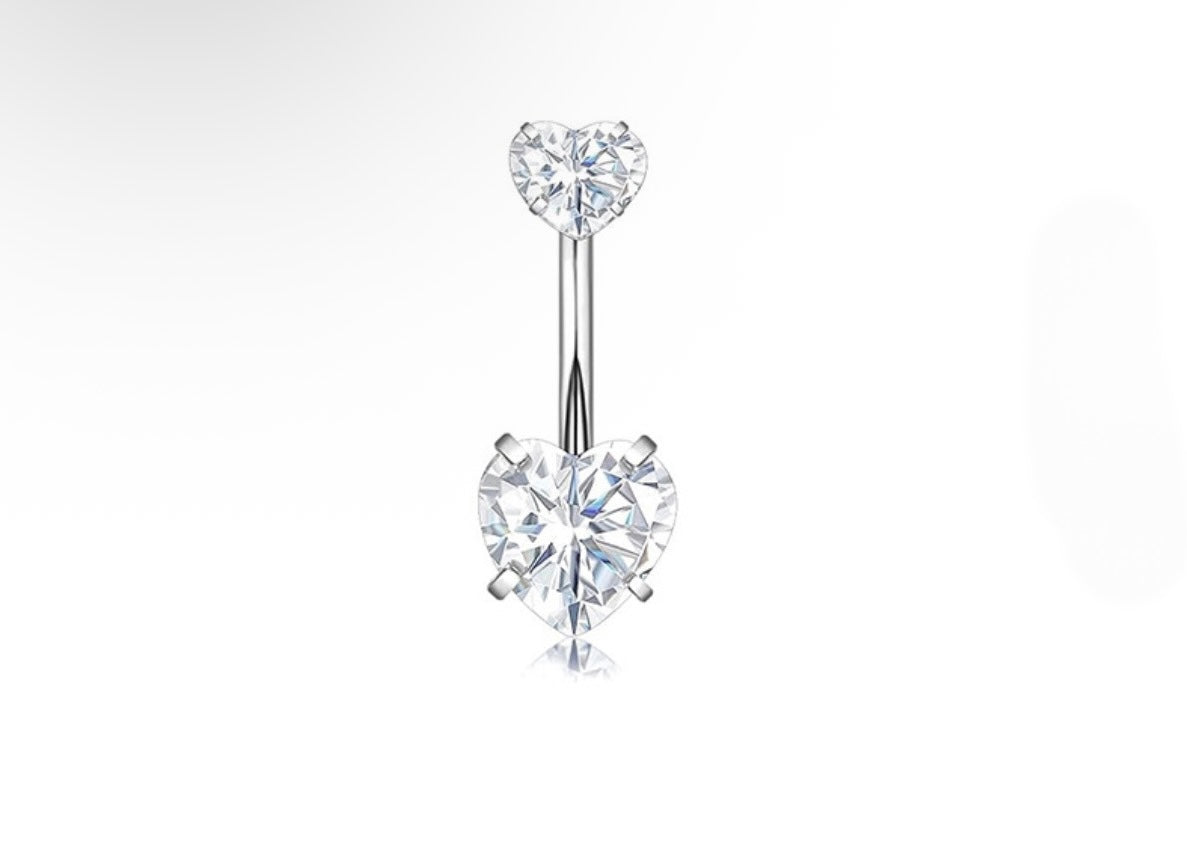 silver heart belly piercing