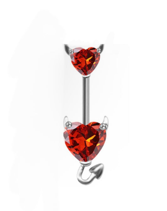 red and silver belly piercing
