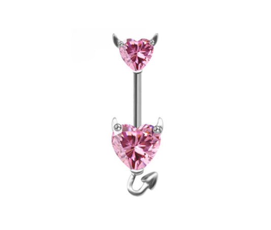pink and silver belly piercing