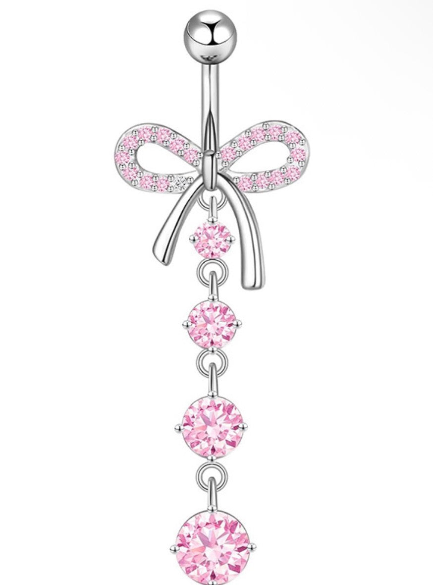 pink belly bow piercing