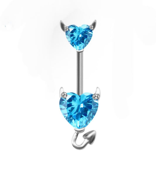 blue and silver belly piercing