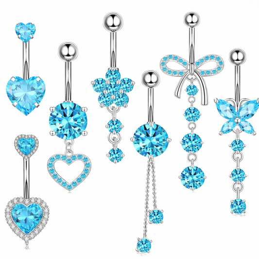 7 Blue belly piercings