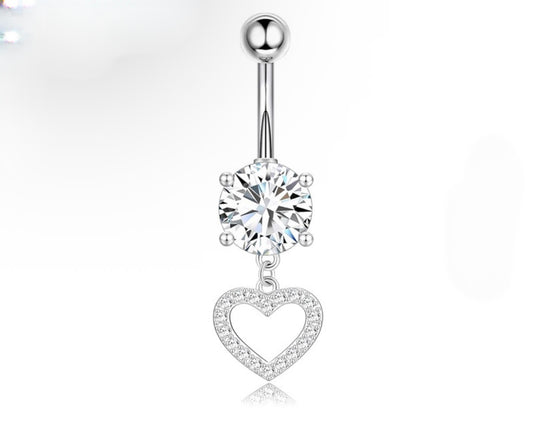 silver heart belly piercing