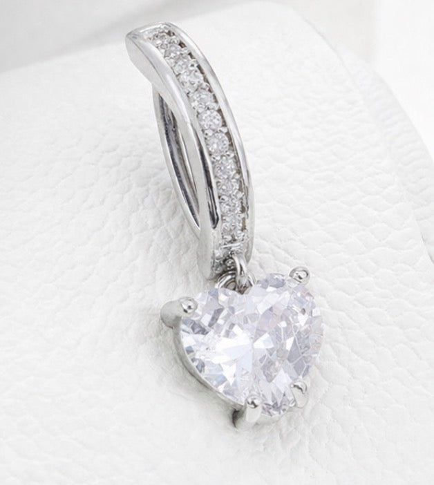 Silver heart belly ring
