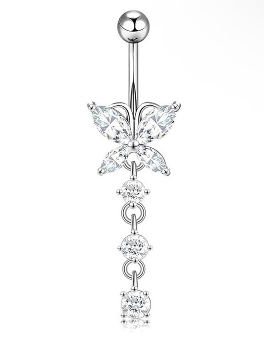 silver butterfly belly piercing