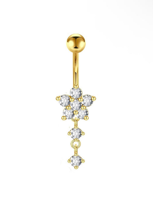 gold flower belly piercing