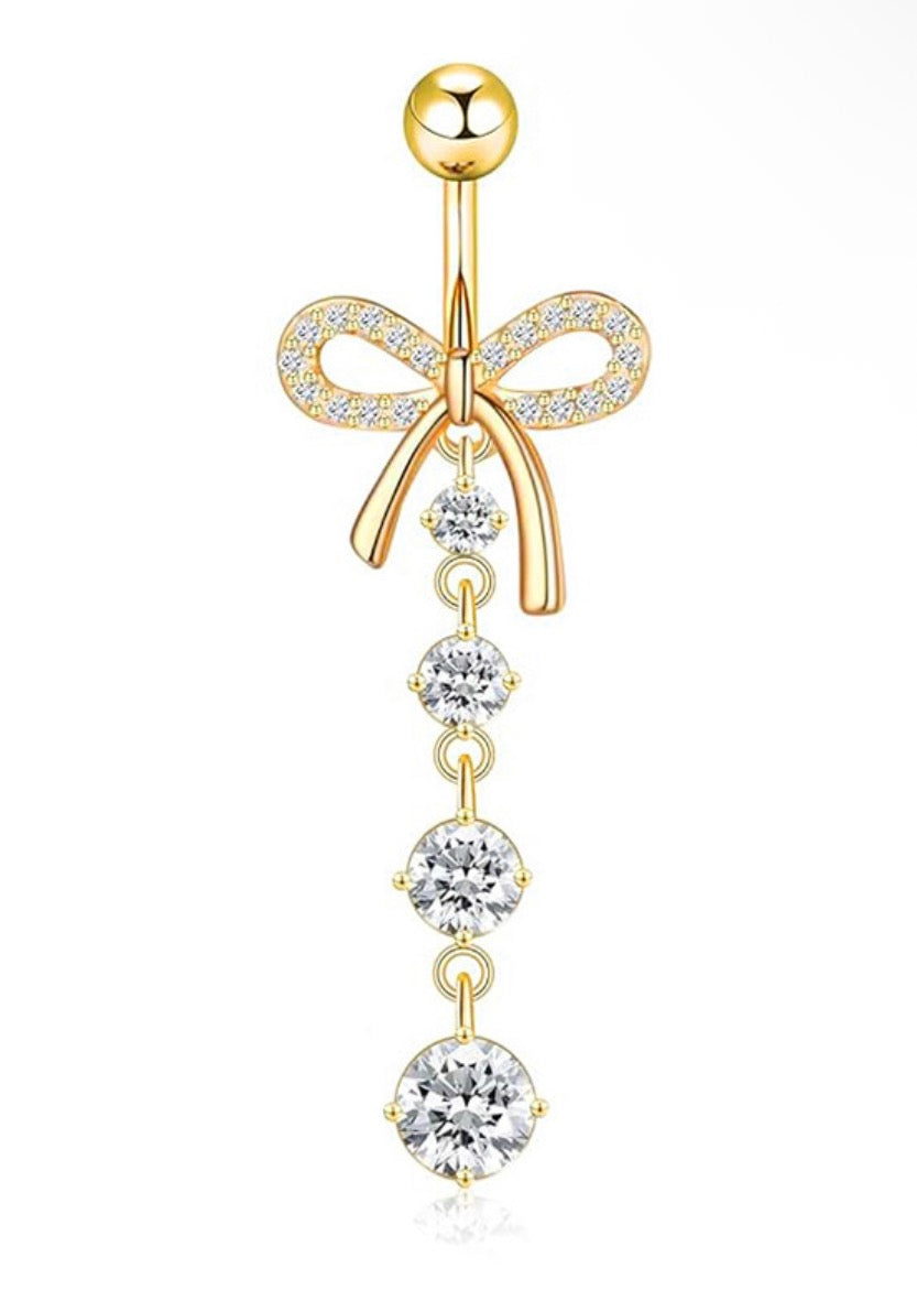 gold bow belly piercing