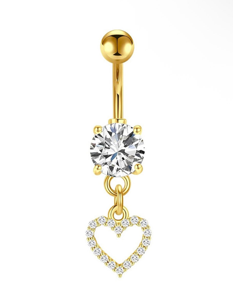 gold heart belly piercing
