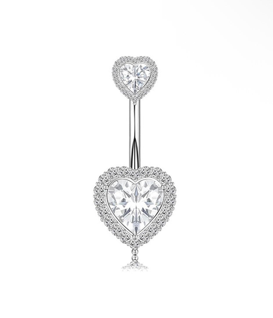 silver heart belly piercing