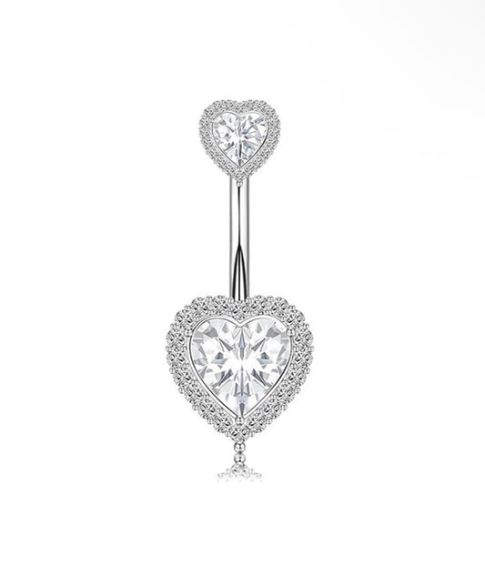 silver heart belly piercing