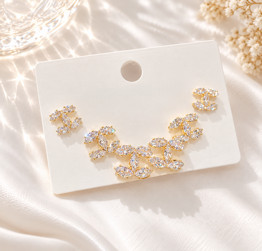 3 pairs of diamond gold earrings
