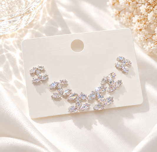 3 pairs of diamond silver earrings