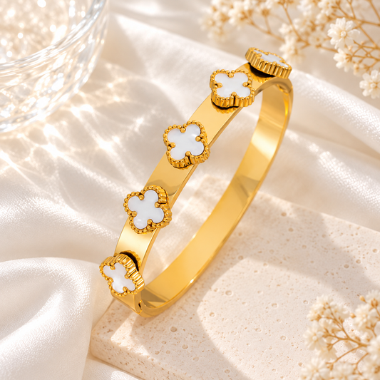 gold clover bangle bracelet