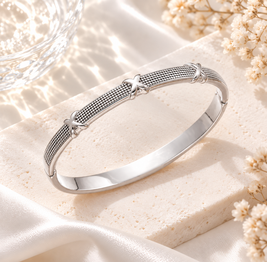 silver X bangle bracelet