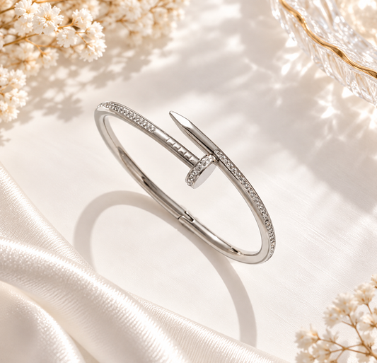 silver pin bangle bracelet