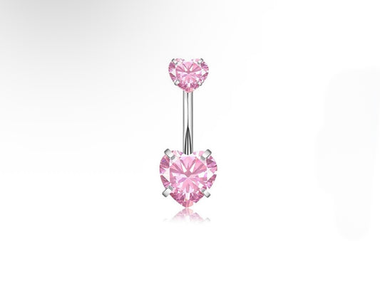 pink and silver belly piercing