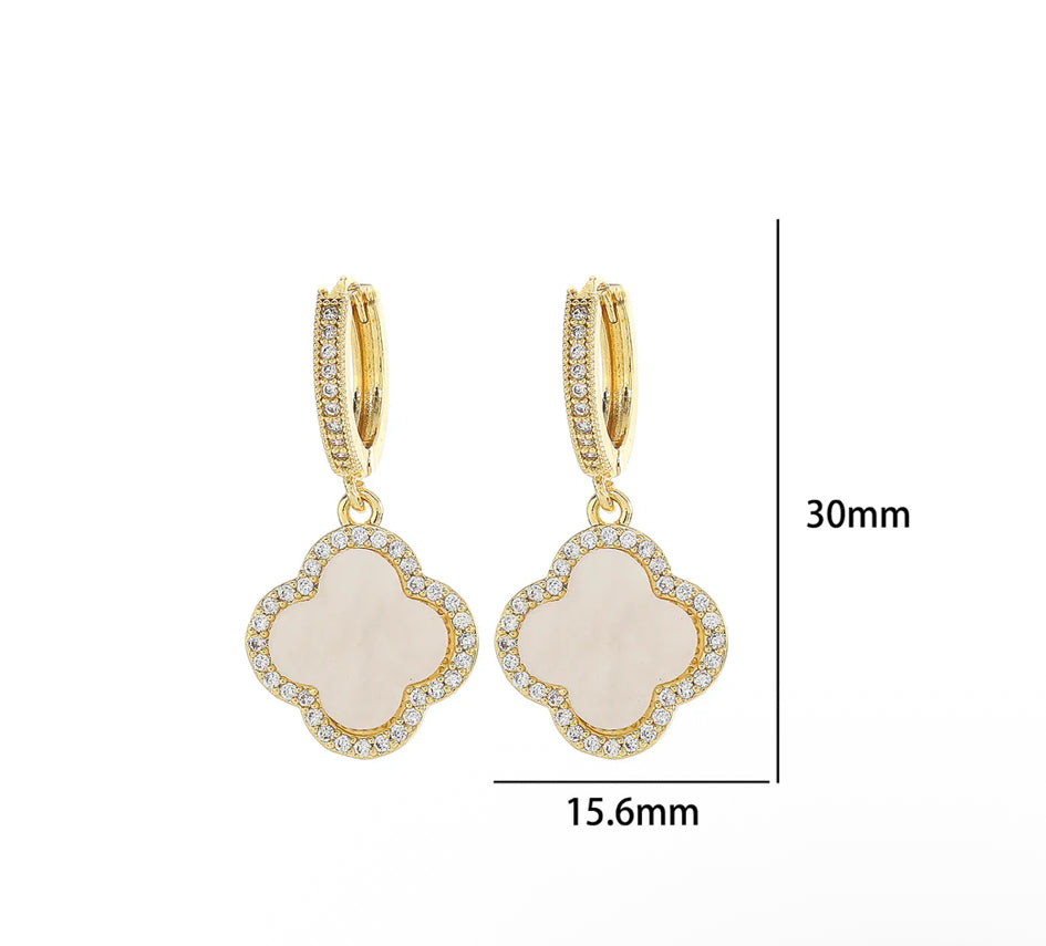 Clover 18k gold steel titanium earrings