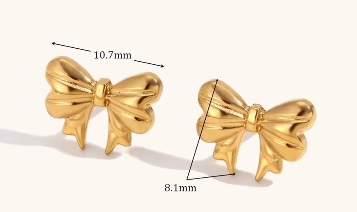 Bow earrings 18k gold steel titanium